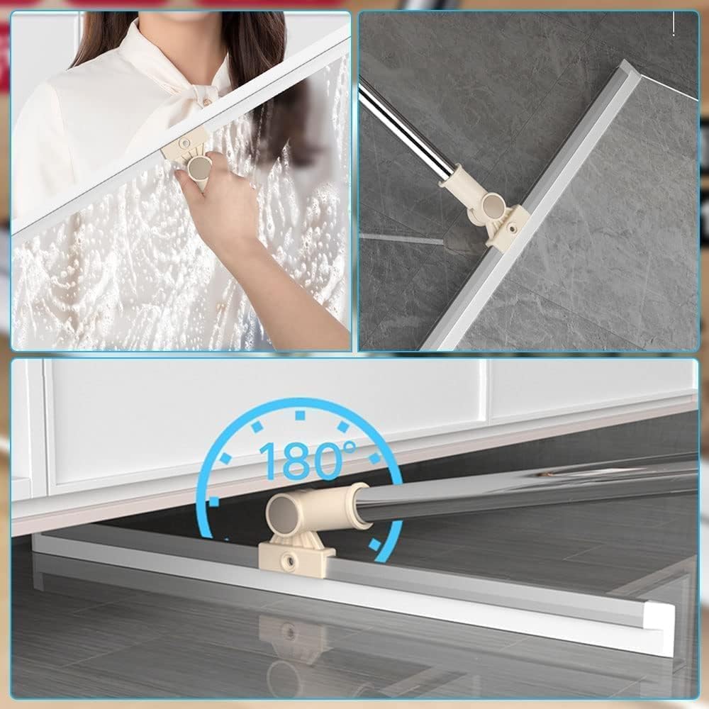 Magic Broom Wiper for Bathroom & Floor Cleaning, Silicone Sweeper with Built-in Drying Squeegee & Dust Remover