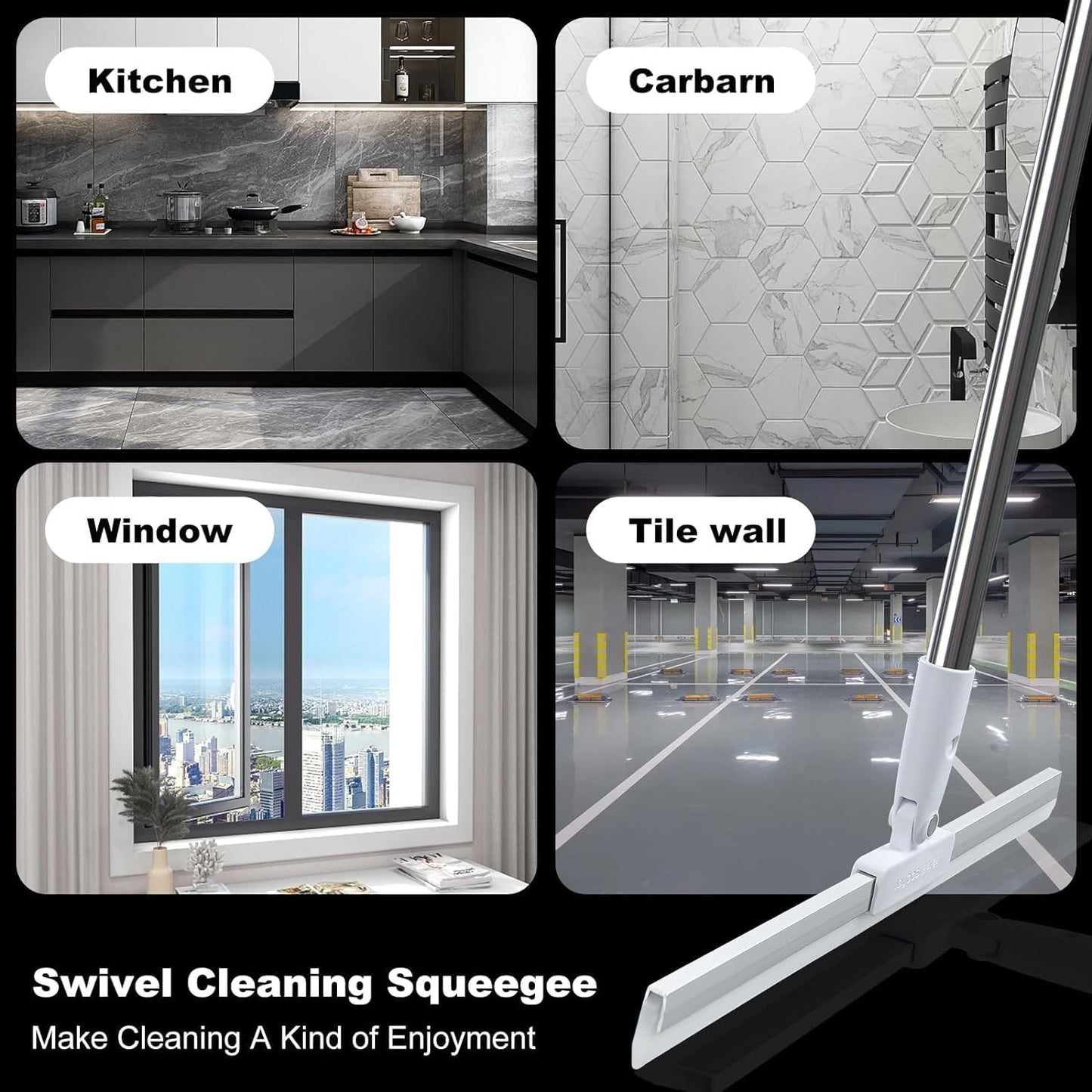 Magic Broom Wiper for Bathroom & Floor Cleaning, Silicone Sweeper with Built-in Drying Squeegee & Dust Remover